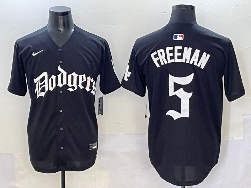 Men 2025 Los Angeles Dodgers #5 Freeman Black Seventh generation Joint Name Nike MLB Jersey style 1->los angeles dodgers->MLB Jersey